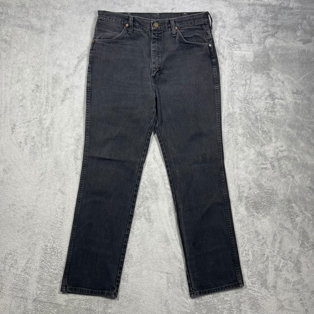 Wrangler Jeans Mens 33(32)x32(30.5) Black 936WBK Made in USA Slim Fit Denim